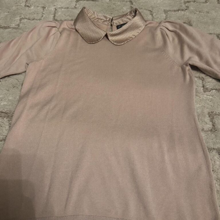 Adrianna Papell Pink Shirt with Polka Dot Collar